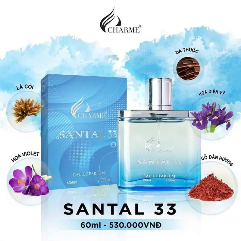 CHARME PERFUME-Nước hoa nam SANTAL 33 60ml-hương gỗ sang trọng, cá tính, mạnh mẽ Perfume Xịt Thơm Cosmetic 2