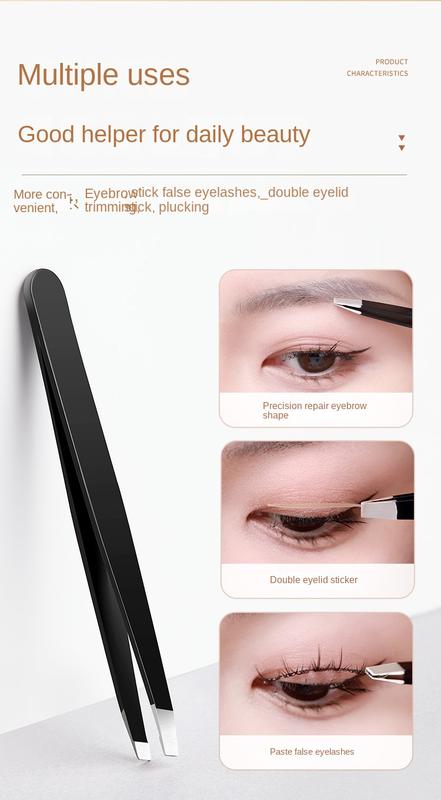 Product Introduction of Gecomo Stainless Steel Eyebrow Tweezers Oblique Mouth Flat Mouth Eyebrow Tweezers Eyebrow Tweezers Beard Pulling Eyebrow Trimming Tweezers Beauty Tools Makeup Cosmetic 3