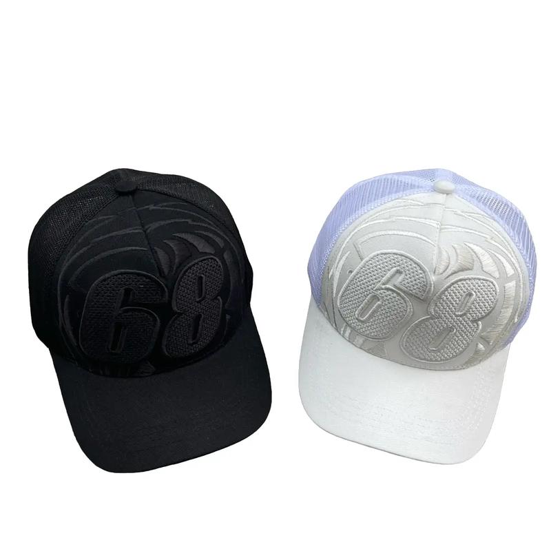 Nón số 68,mũ lưỡi trai thời trang nam nữ phối lưới nửa đầu thêu số 68, phong cách sang trọng