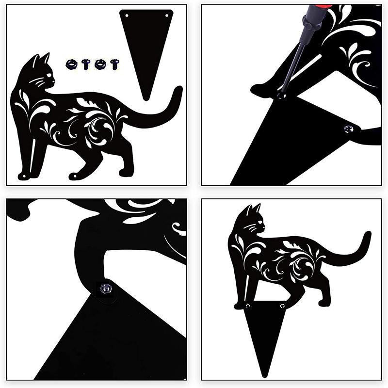 3D Cat Design Garden Stake, 3 Counts Lovely Metal Cat Garden Decoration, Outdoor Garden Decor for Yard Lawn Park Balcony 4
