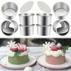 Juego de 6/8 moldes redondos para pastel de 2 pulgadas, Molde de aluminio, la base tiene dos modelos desmontables e inmuebles - Impermeables, fácil desmoldado y limpiar, duradera, ideales para tartas de huevo, cheesecakes, pudines, queso, pan