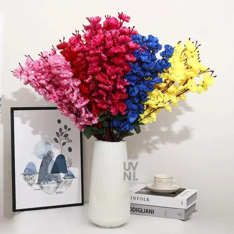 Bunga Sakura Cherry Blossom 7 Cabang 56CM Meihua Plastik Dekorasi Sakura Tancap Bunga Hias 3