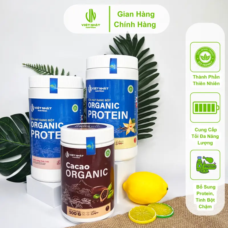 [Combo] 2 Sữa Hạt Organic Protein Tặng Cacao Organic - Việt Nhật Nutrition 0