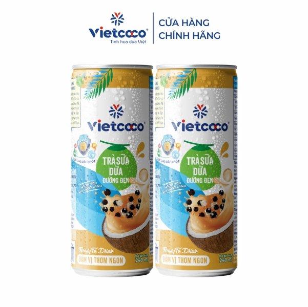 Combo 2 lon Trà sữa dừa đường đen Vietcoco lon 240ml
