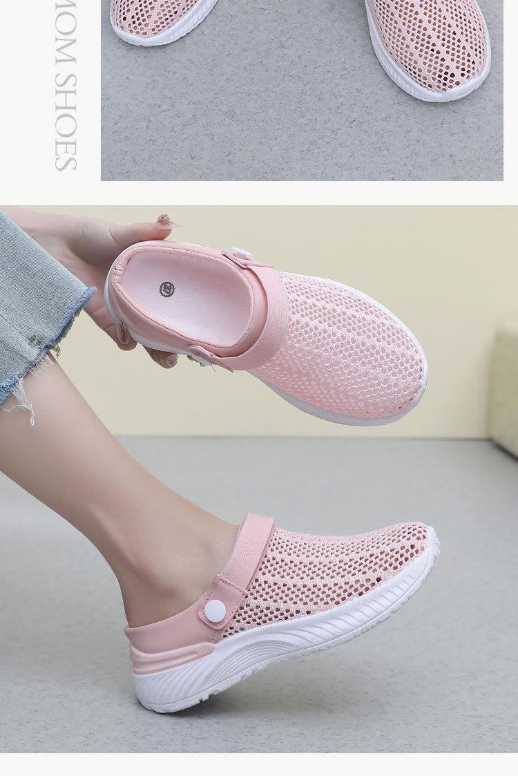 Product Introduction of 2025 Summer Women's Breathable Hollow-out Mesh Shoes Slip-on Lazy Semi Slipper Hole Shoes Fashion Casual Beach Women's Sandals 10