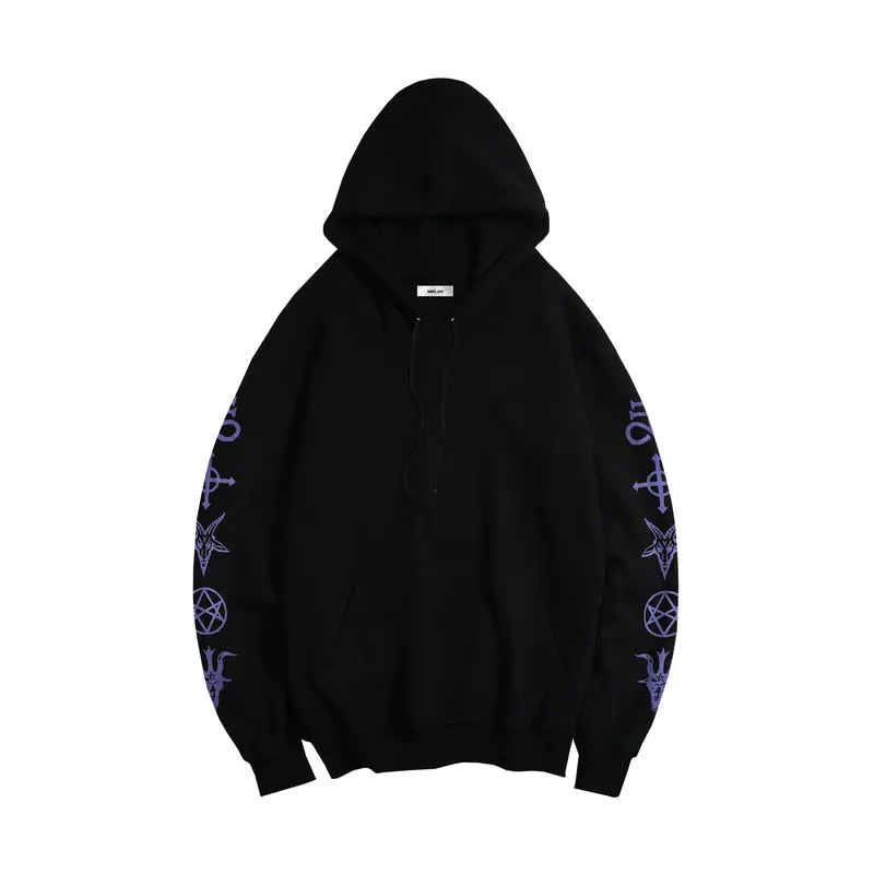 MRJN - Black Hoodie Hollow fleece sweater 3