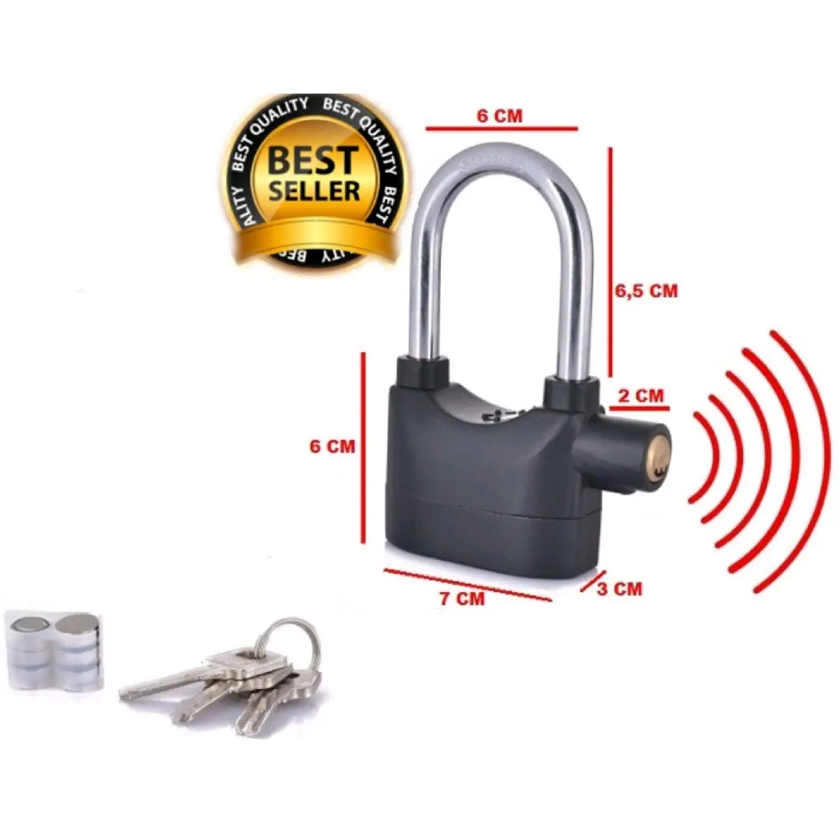 gembok alarm RING PANJANG sirine padlock kunci pengaman anti maling motor pagar rumah sepeda Medan meriah meriahshoppe