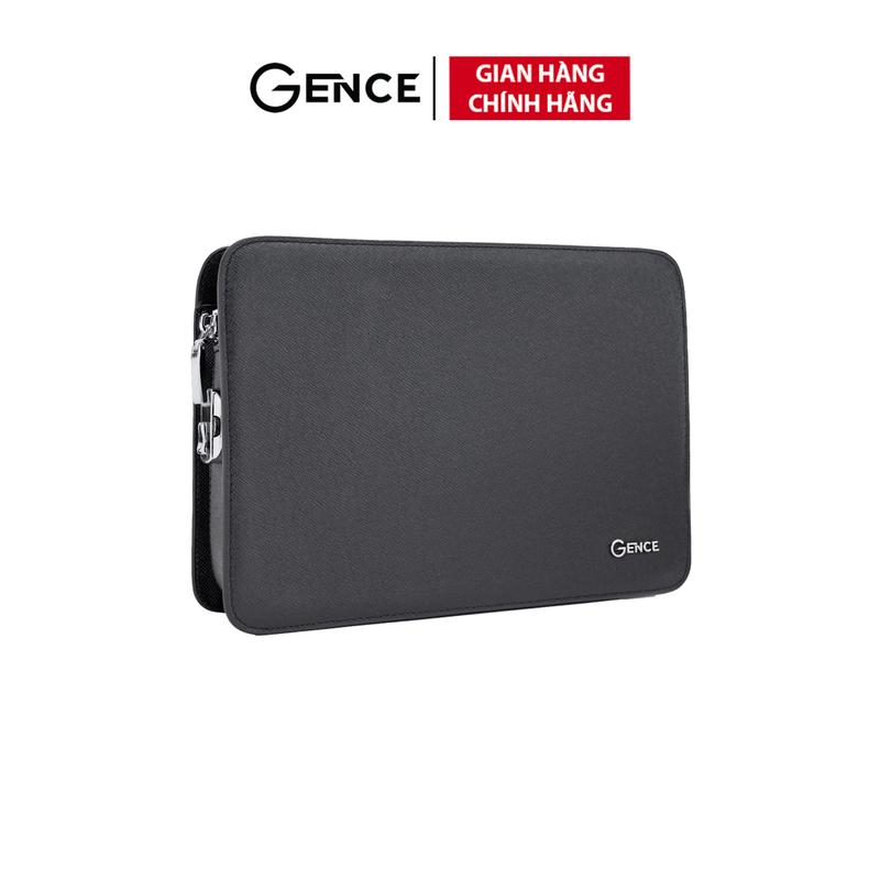  Ví Da Cầm Tay Clutch Nam Hàng Hiệu GENCE CK14 Da Bò Khóa Số Cao Cấp Màu Đen 