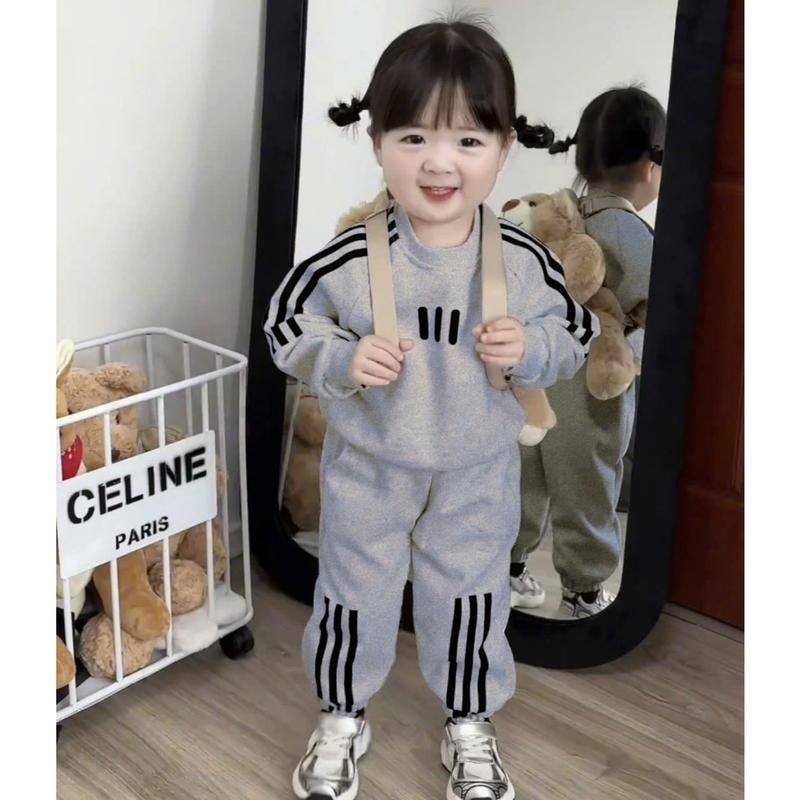 Set bộ quần áo thu đông dành cho bé trai vfa bé gái 14-45kg mẫu BA VẠCH. Thiết kế đẹp, chất vải ấm. D53 3