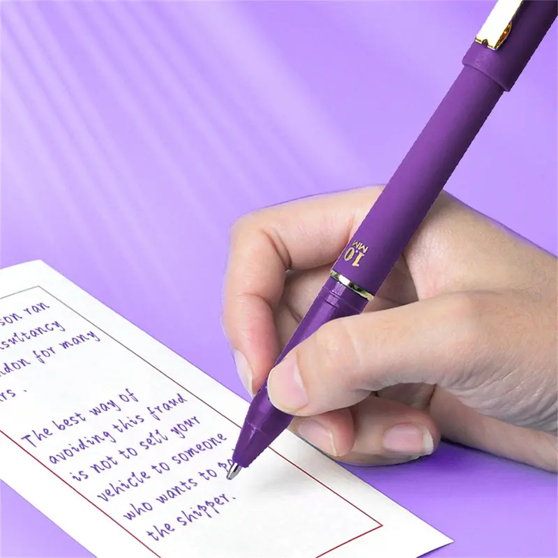 3pcs 0.5mm Gel Pen, Smooth Writing Green/Purple Ink Pen, Multifunctional Writing Stationery for Home Office School Student 4