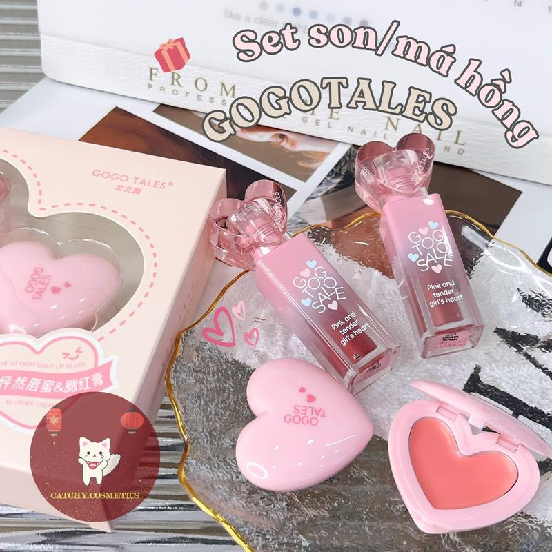 [GOGO TALES] Set Trang Điểm Son Bóng và Má Hồng Kem GOGO TALES Trái Tim Love At First Sight (GT688)