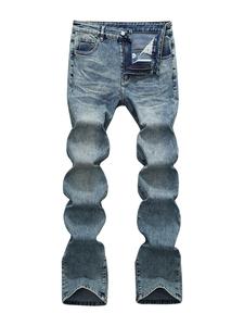 【Plus Size】Men's Solid Color Straight Leg Jeans, Casual Comfy Jeans for Daily Wear, Men's Bottoms for All Seasons, Cotton