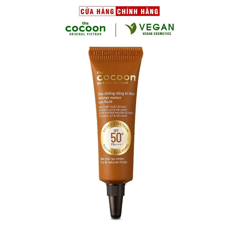 TRIAL SIZE - Sữa chống nắng bí đao - Ráo mịn tự nhiên SPF 50+ UVA-PF 62.6 Cocoon 5ml thuần chay