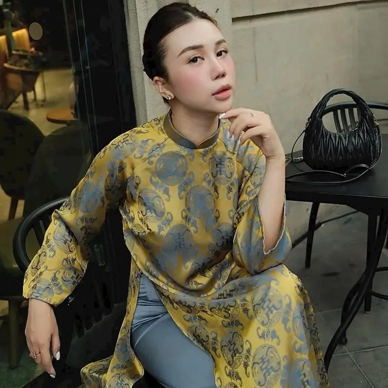 Áo Dài Lụa Gấm Cao Cấp Thọ Dơi, Mặc Tết Đi Chơi, Dạo Phố, Chụp Ảnh Cực Đẹp