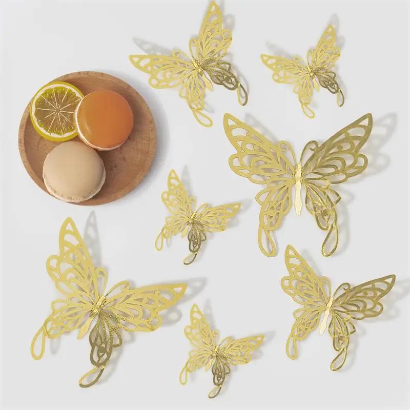 Product Introduction of 12/24/48pcs 3D Butterfly Wall Decor Wall Sticker, Gold Butterfly Decorations for Butterfly Birthday Party Cake Room Decorations 12