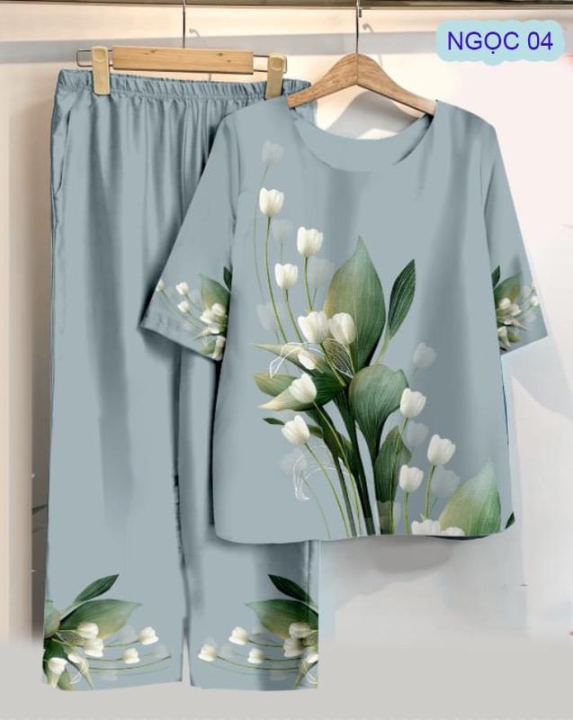 Đồ bộ in hoa trung tuổi nữ mặc nhà, nhiều màu, nhiều hoạ tiết nổi bật Women Quần Ngủ Áo Ngủ Pijama 1
