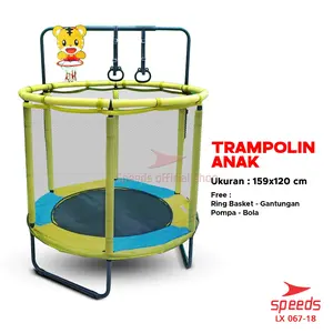 SPEEDS Trampolin Anak Berjaring + Handle Ukuran 60inch Mainan Lompat Loncat Trampoline 067-18