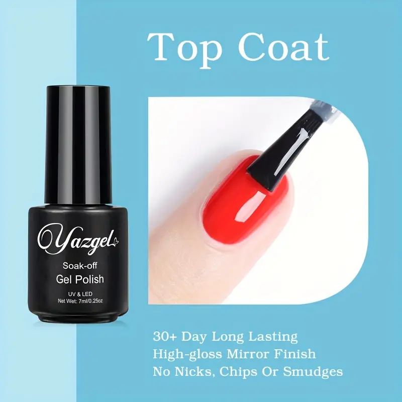 Gel Top Coat And Base Coat Set, Gel Nail Polish No Wipe Gel Base And Top Coat UV LED, Clear Top Coat Long Lasting Shiny