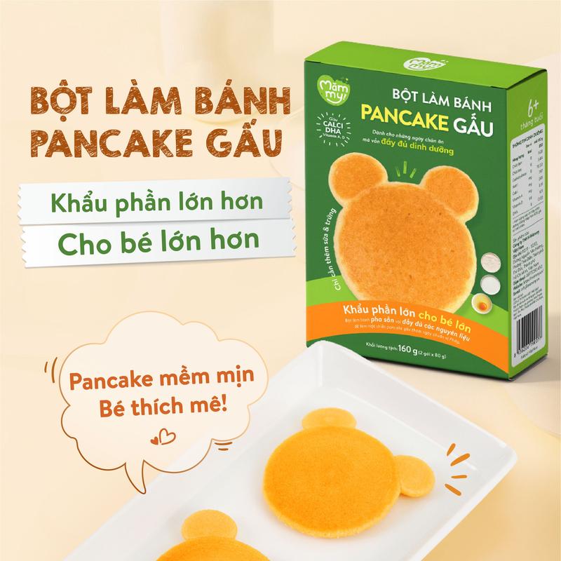 Bột Làm Bánh Pancake Gấu Thơm Ngon Dinh Dưỡng Mămmy Cho Bé Từ 6 Tháng Tuổi, Hộp 160g (2 gói x 80g)