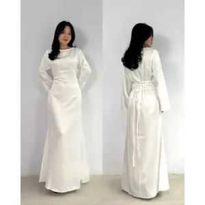 Rora Dress Gamis Wanita Satin Premium Long Sleeve Dress Wanita Hari Raya Pesta