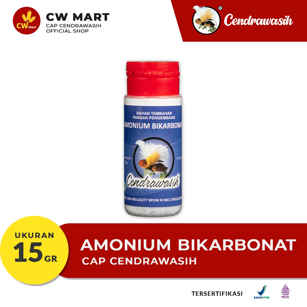 Cap Cendrawasih Amonium Bikarbonat Kue  15gr