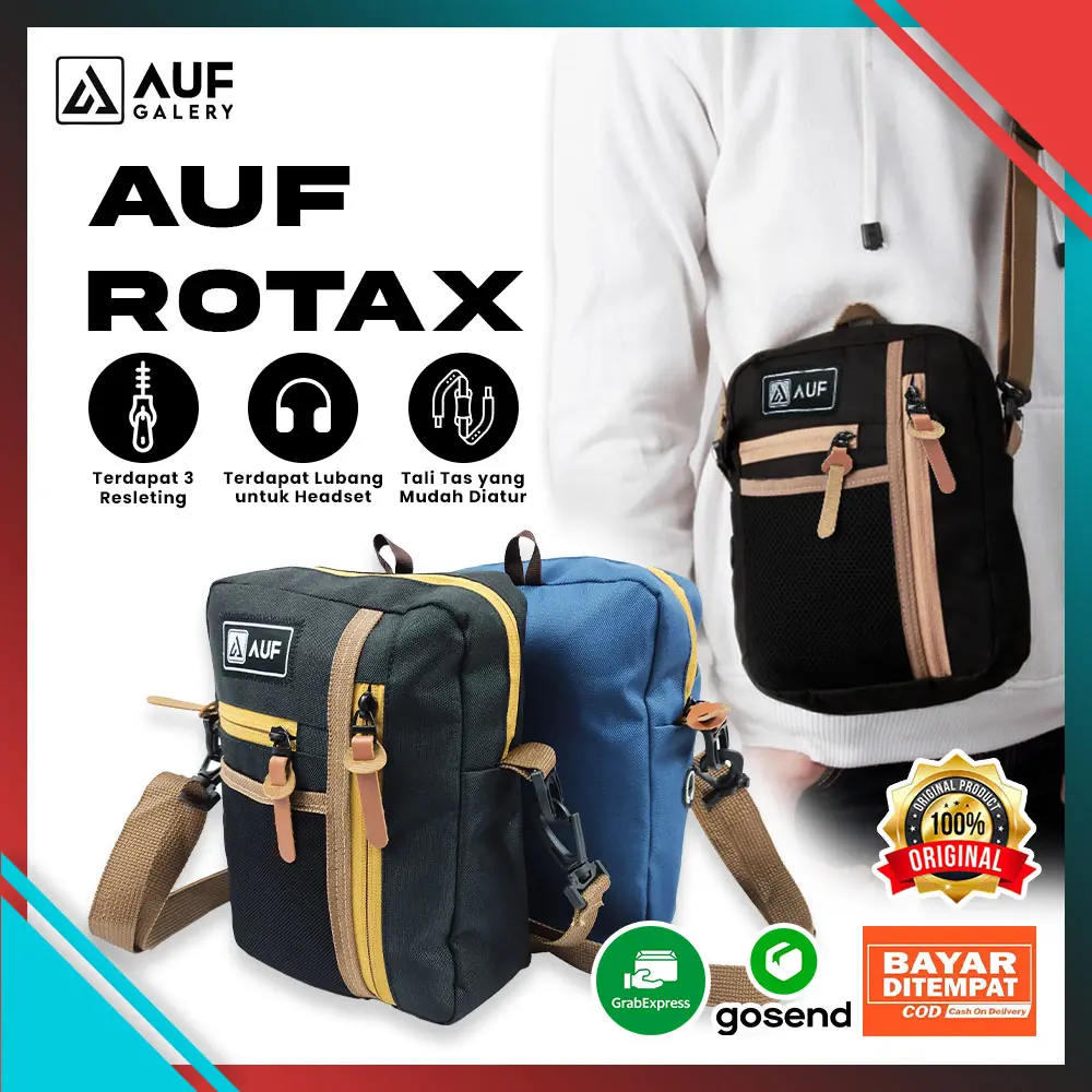 AUF Rotax Tas Slempang Pria Kecil Simpel Elegan | Sling Bag Cowok Fashion Korean Style | Tas Pria Mini Keren | Tas Selempang Cowo Distro
