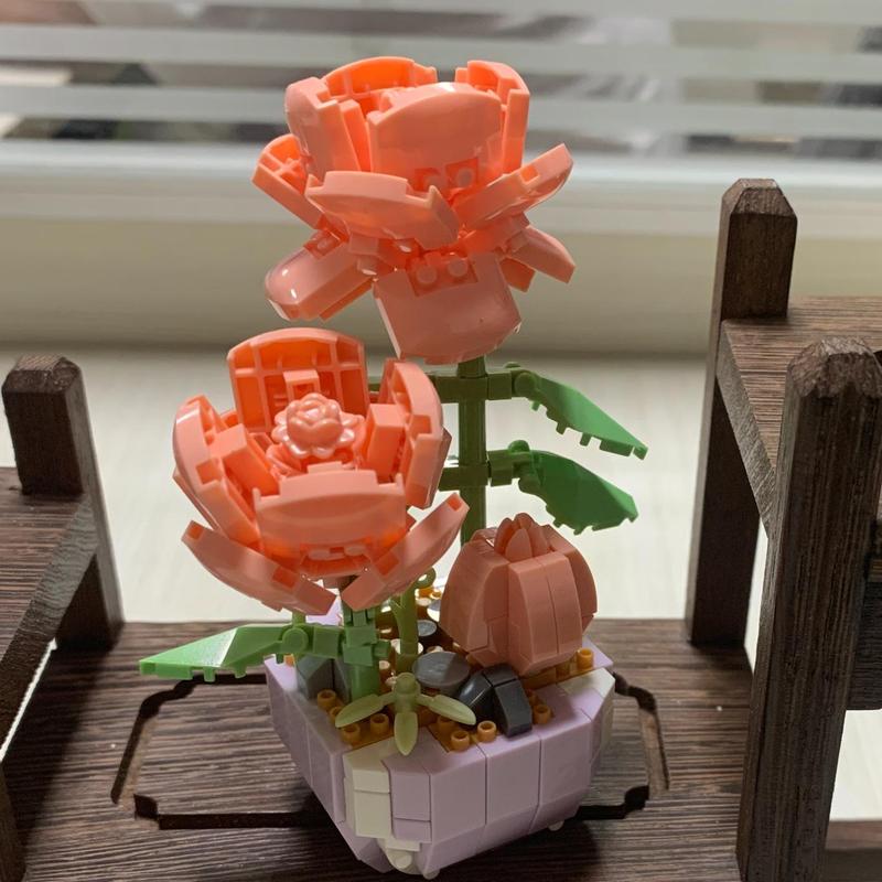 Rose Design Building Blocks, 1 Set Creative Flower Building Blocks, Building Toys for Kids & Adults 5