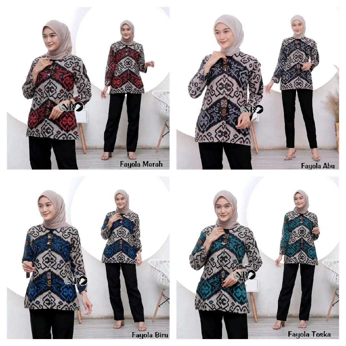 Atasan Wanita Blouse Batik Kemeja Batik Seragam Kantor Premium Fayola Katun Baju Cantik
