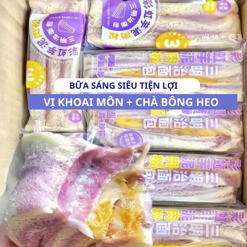 Bánh Sandwich Phô Mai Chà Bông 2 vị Khoai Môn, Bơ, Snack Ăn Vặt 5