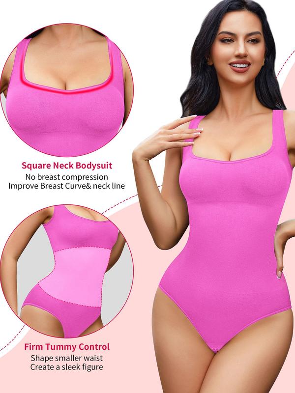【Plus Size】 Solid Scoop Neck Shapewear Tank Bodysuit, Casual High Stretch Comfy Breathable Shaper, Women's Shapewear for All Seasons, Tummy Tuck Garment, Womenswear 8
