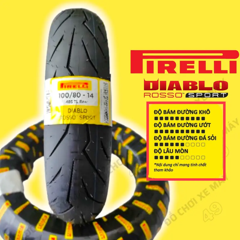Vỏ Lốp Xe Máy Pirelli 100/80/14 Diablo Rosso Sport ( không ruột ) 2