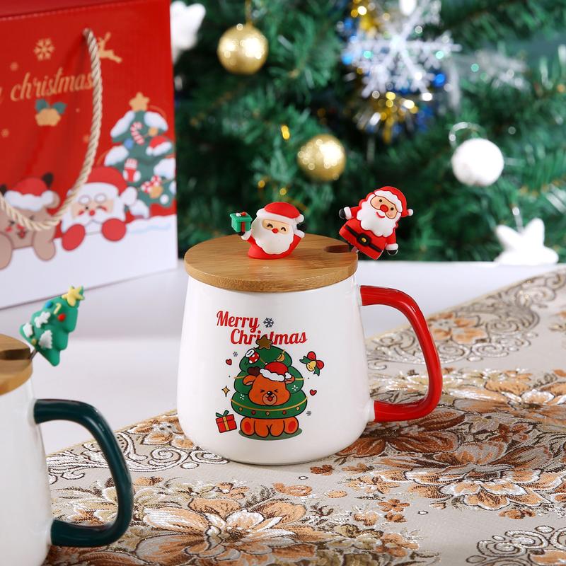 Product Introduction of Christmas Gift Santa Claus Mug with Cover Spoon Good-looking Ceramic Cup Practical Gift travel  water Drinkware Tumbler Reusable Washable Coffee Drink Reuse Drinkware Tumbler 20