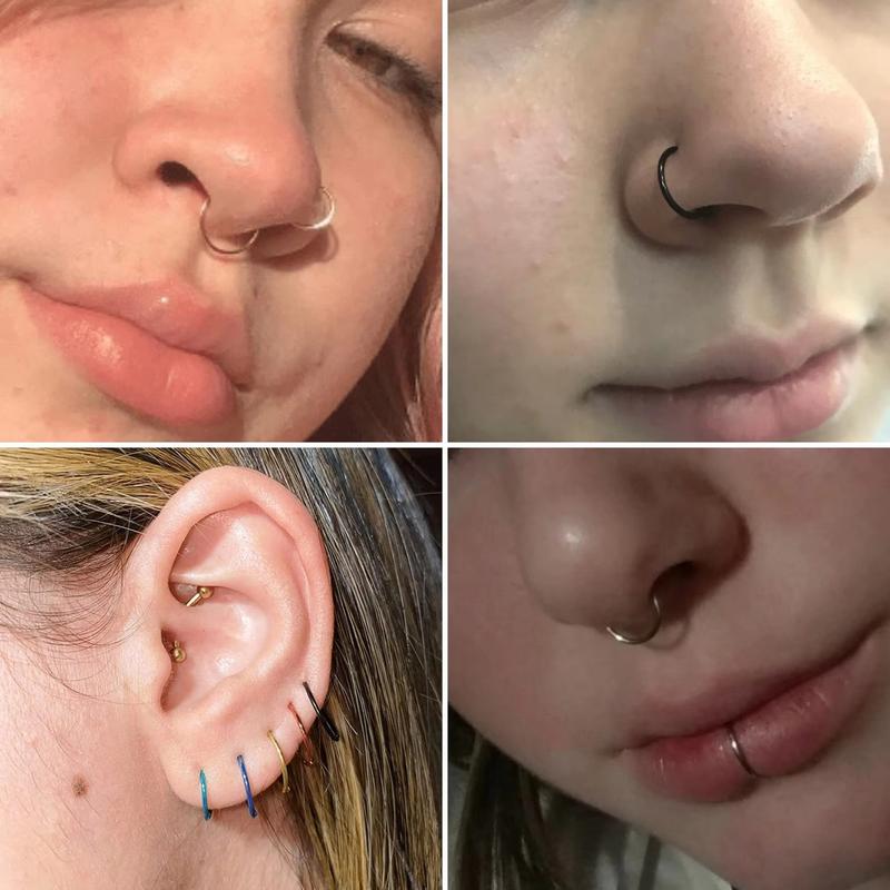 Product Introduction of Stainless Steel Personality No-Punch Lip Ring C-Shaped Non-Piercing Fake Lip Stud Unisex Nose Ring Ear Clip Lip Clip Piercing Jewelry 2