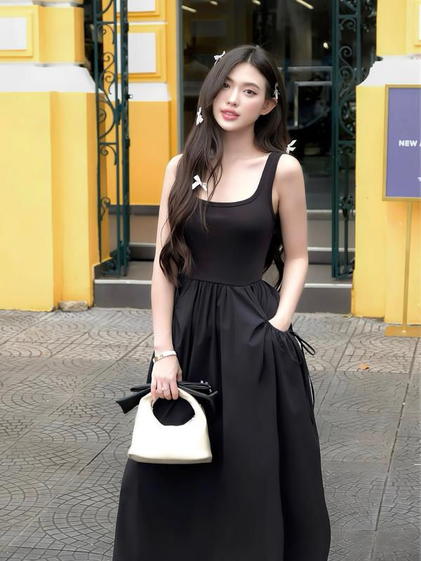 Đầm nữ maxi dáng dài thiết kể sát nách dáng xòe mùa hè có túi - KOOKY HOUSE - ĐẦM DONNA DRESS