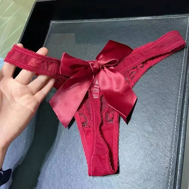Quần Lọt Khe Ren Nơ Gợi Cảm, Đồ Lót Nữ, Màu Trơn Quần Lót Dây Liền Mạch, Thoáng Khí 0