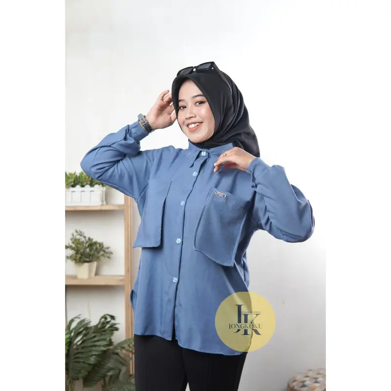Kemeja Polos Wanita Bahan Twill Premium // Kemeja Polos Wanita Oversize Jumbo Katun 3
