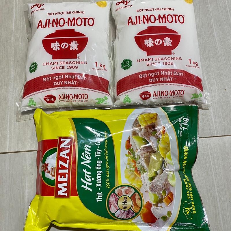 MỊN NHUYỄN 2 GÓI BỘT NGỌT AJINOMOTO 1KG MỊN +1GÓI HẠT NÊM MEIZAN 1KG THỊT- XƯƠNG ỐNG-TUỶ-CÀ RỐT Ăn Ngon Tự nhiên Đậm vị Gia vị Nấu ăn