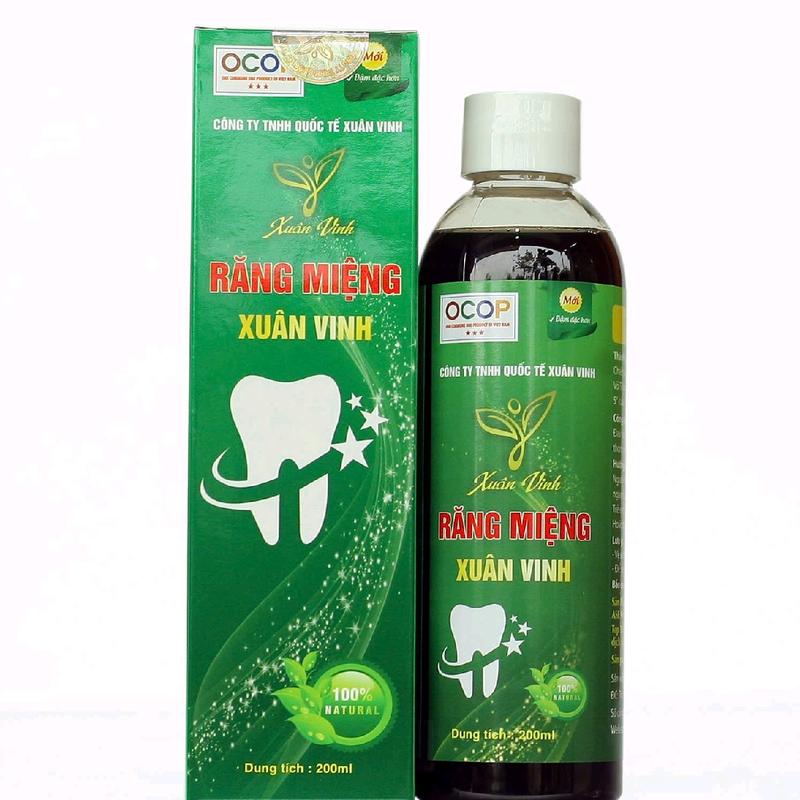 Răng Miệng Xuân Vinh. dạng nước, nguồn gốc thảo dược, dễ dử dụng, chai có dung tích 200ml, nước màu nâu đen 0