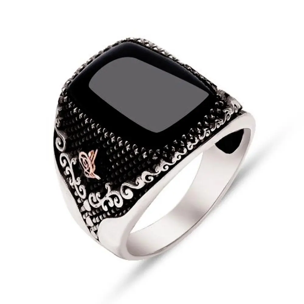 2023 New personalized retro two-tone men's ring with a high sense of black fashion and temperament with a hundred accessories