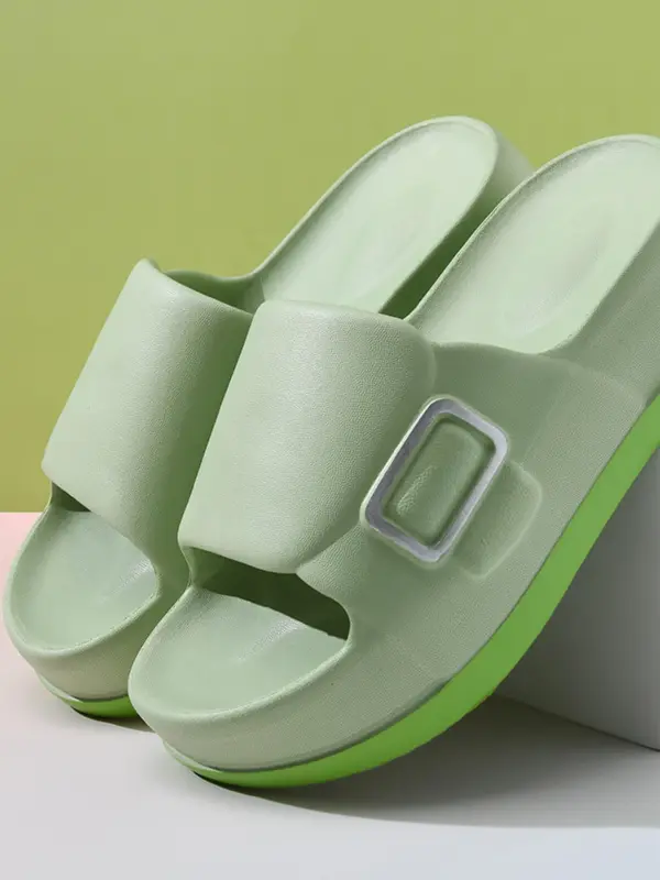 Women's Minimalist Plain Color Slides, Casual Comfortable Breathable Thick Sole Slippers, Non-slip Slippers for Indoor & Outdoor Wear, Walking Shoes 8