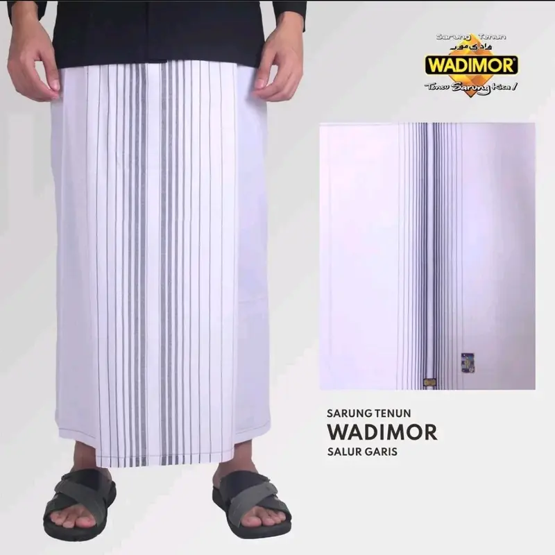 Sarung tenun wadimor hitam putih polos n tumpal garis tumpal kembang dewasa n anak n random Muslim Kain Lembut Nyaman 5