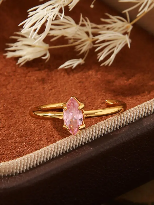 Artificial Zircon Decorated Cuff Ring, Fashion Jewelry for Party, Daily Clothing Decor, Trendy All-match & Exquisite Jewelry for Birthday Gift 5