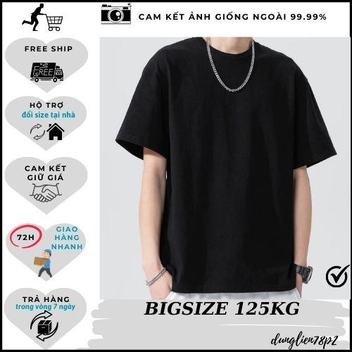Áo thun bigsize trơn nam nữ trên 120kg cổ tròn đen trắng Dunglien78 - Unisex