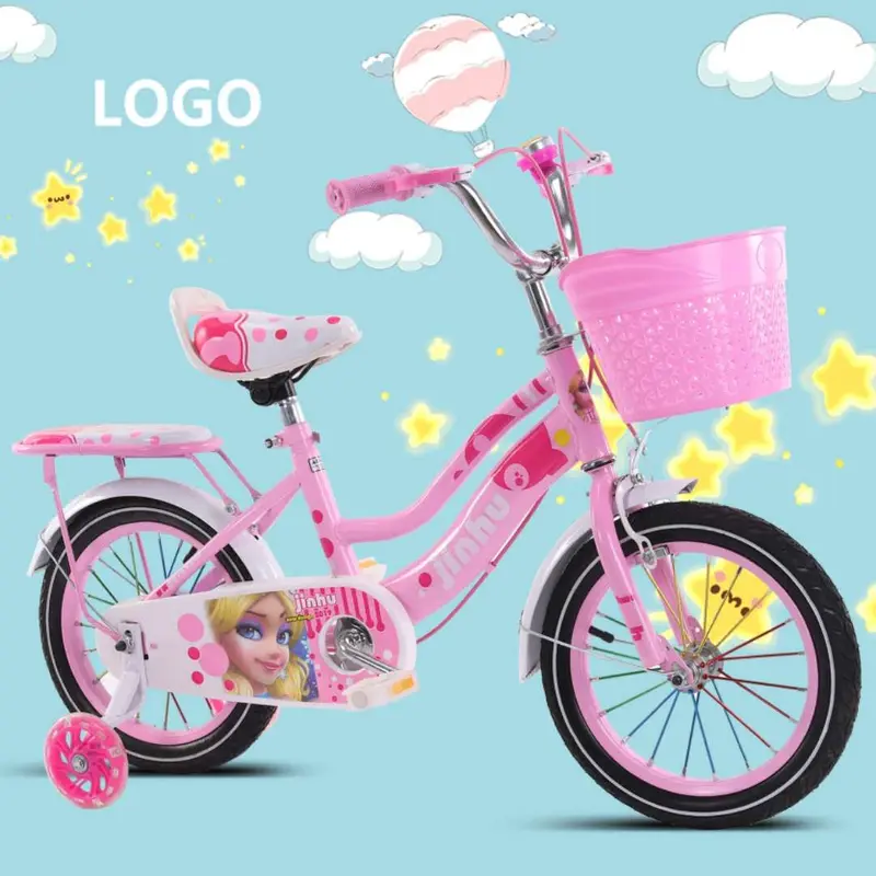 Xe đạp trẻ em cho bé gái từ 3-9 tuổi có bánh phụ tập đi + giỏ và gacbaga 1