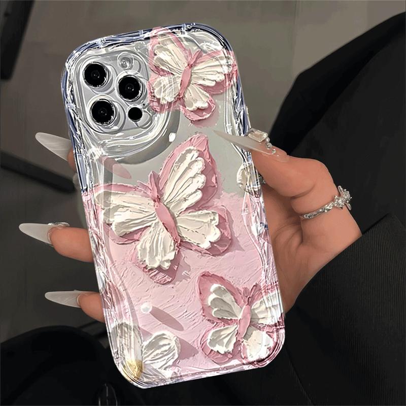 Casing Untuk Oppo A3X A16 A60 A16E A38 A18 A17 A58 A78 A17K A15 A5S A77s A79 A31 A16S A52 A1K A95 A54 A57 A7 A12 A3S A16K A74 A53 A1K A11K A76 F9 Pink Butterfly Bling kupu-kupu Soft Case 3