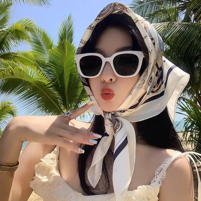 Khăn lụa vuông quàng choàng cổ nữ 70 70x70cm turban bandana trùm đầu đẹp cao cấp làm áo yếm nhiều kiểu dáng