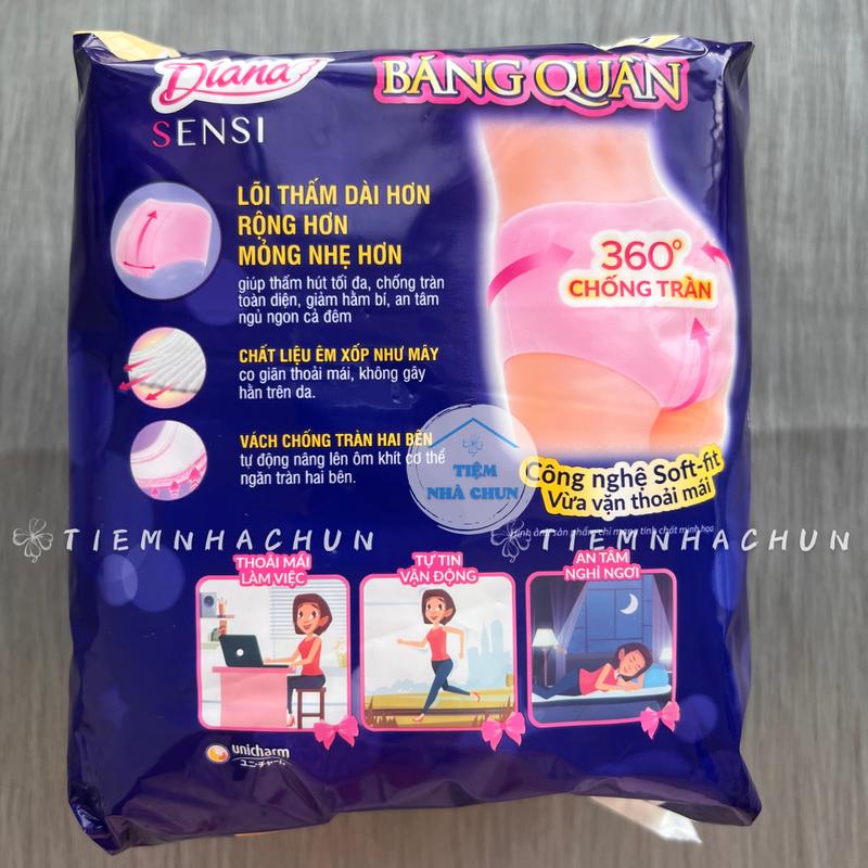 CHE TÊN SP - Băng Quần Diana - Băng Vệ Sinh Diana Sensi Ban Đêm Dạng Quần Size S - M / M - L Gói 2 Miếng / Gói 5 Miếng - NHI.TNL / TIEMNHACHUN - TIỆM NHÀ CHUN 7