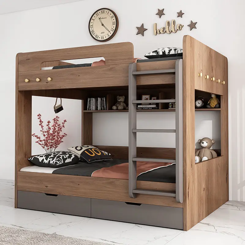 [Sg Sellers] Double Decker Bed Frame Double Bed Loft Bed Height-Adjustable Bed Bunk Wooden Bunk Bed Multi-functional Kids Bed Frame With Storage Children's Adult Bed Bed High Low