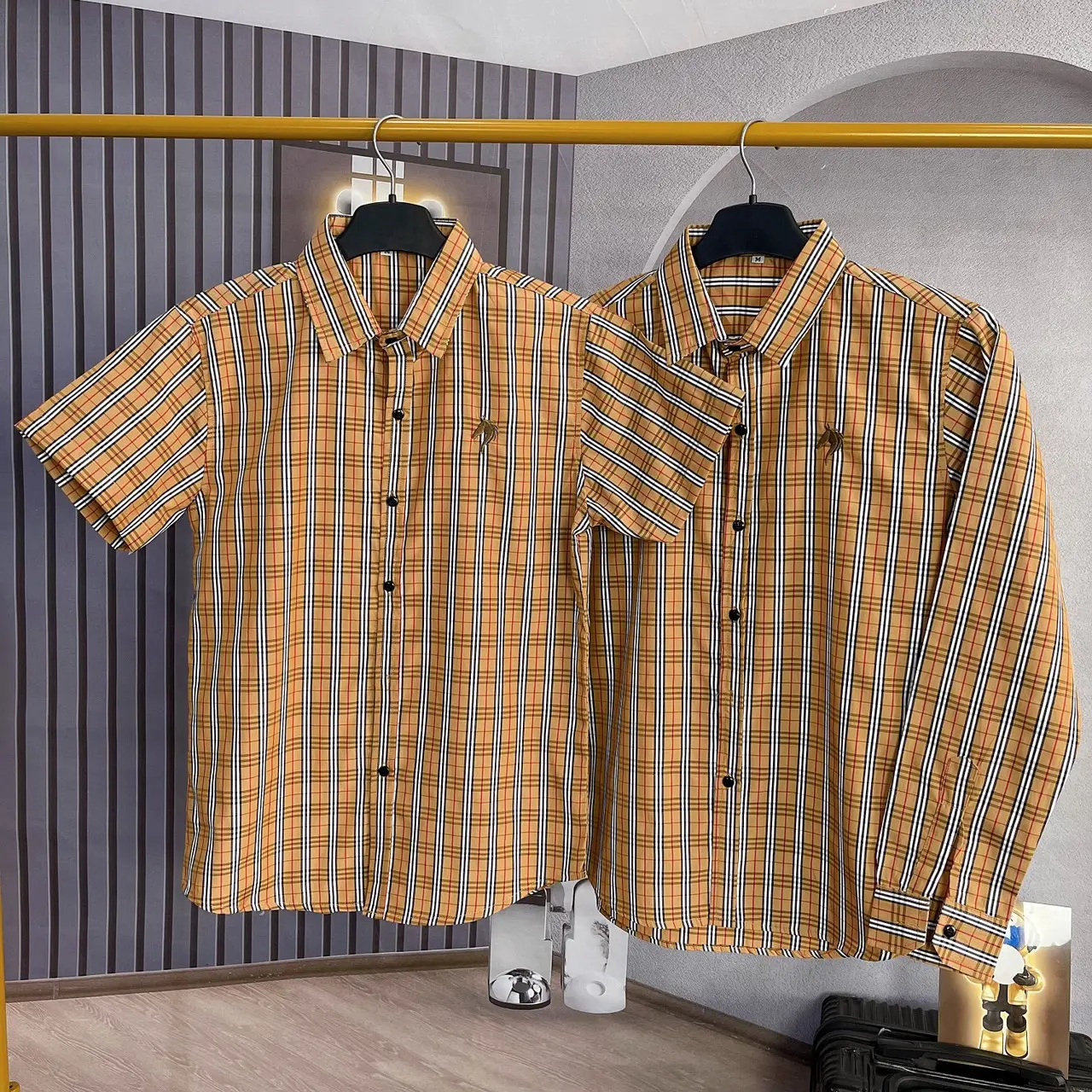 Áo sơ mi nam nữ ngắn tay dài tay vải caro thêu logo mẫu mới chuẩn Menswear Shirt giặt bằng nước lạnh đồng