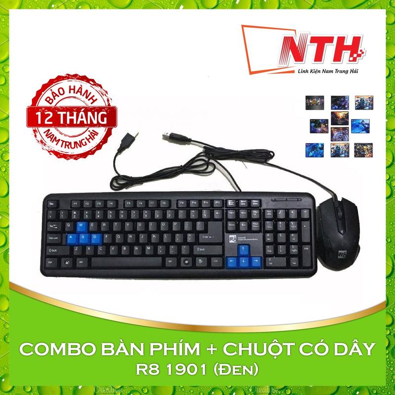 [Tặng lót chuột x88] COMBO Bộ bàn phím và chuột có dây R8 1901 / zt-600